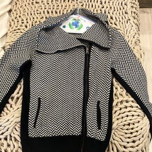 Anthropologie Sparrow zip up moto jacket sweater sweatshirt herringbone pattern.